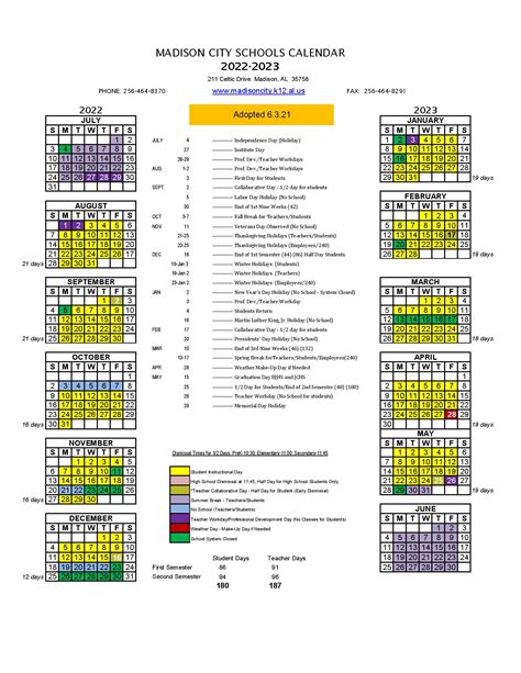 Madison County Schools Calendar Image 2