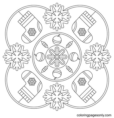 Mandalas Christmas Printable Color Pages