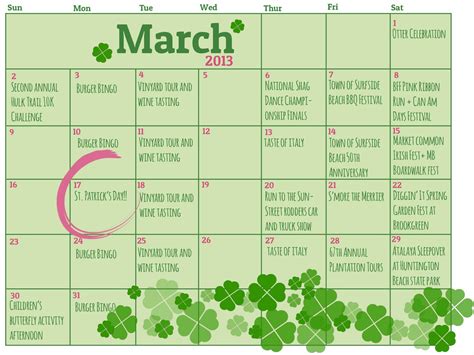 March Calendar Events