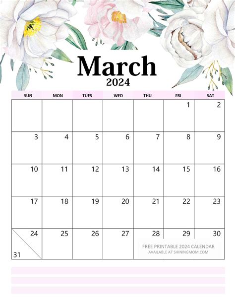 March Calendar Print Ideas