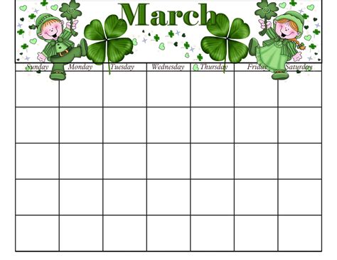 March Calendar Print Templates