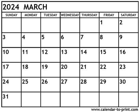 March calendar printable 6