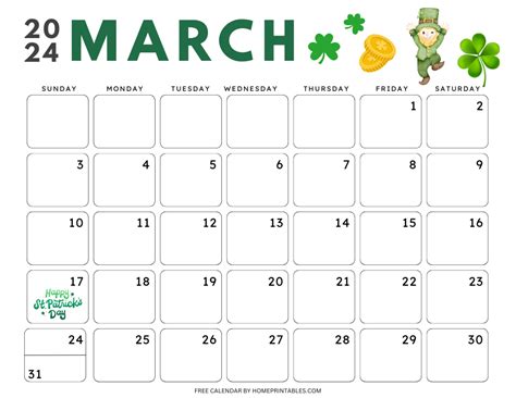 March Calendar Template