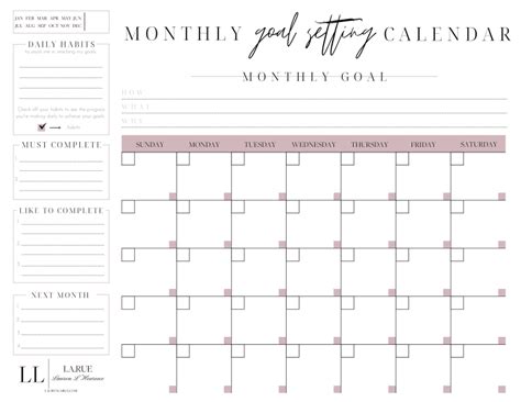 March Printable Calendar Goal Setting