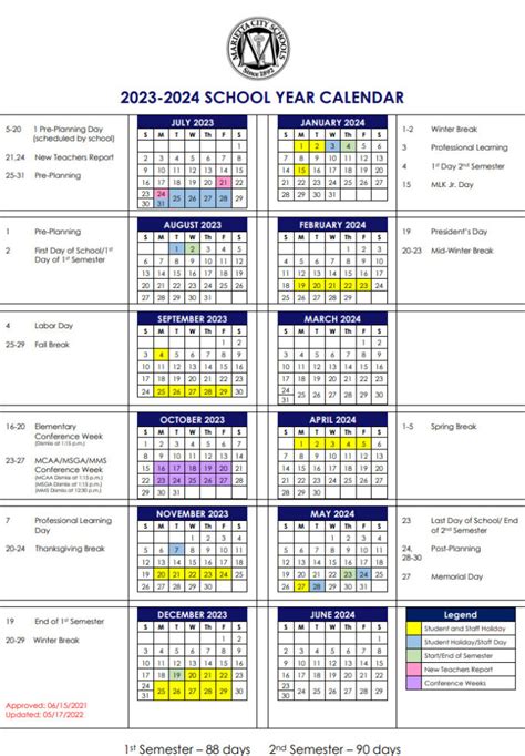 Marietta City Schools Calendar Overview