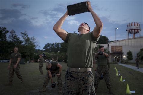 Marine recruits participating in leadership training