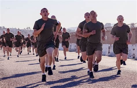 Marine recruits undergoing physical training