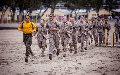 Marine recruits during training