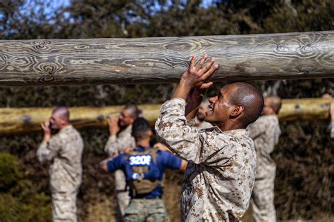 Marine recruits participating in training exercise