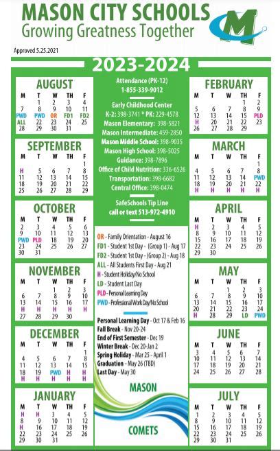 Mason Ohio Schools Calendar Image 7