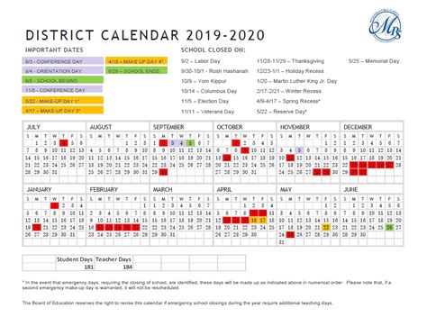 Massapequa School District Calendar Overview