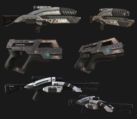 A collage of Mass Effect guns