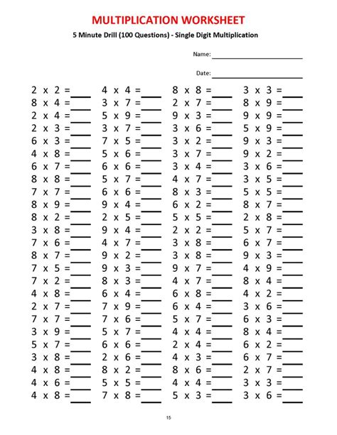 Math Drills Templates