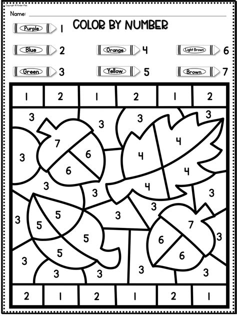 Math Themed Color By Number Pages