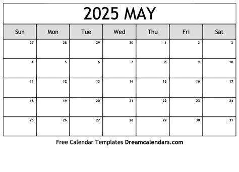 May 2025 Calendar Templates