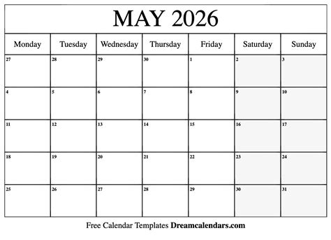 May 2026 Calendar Image 1