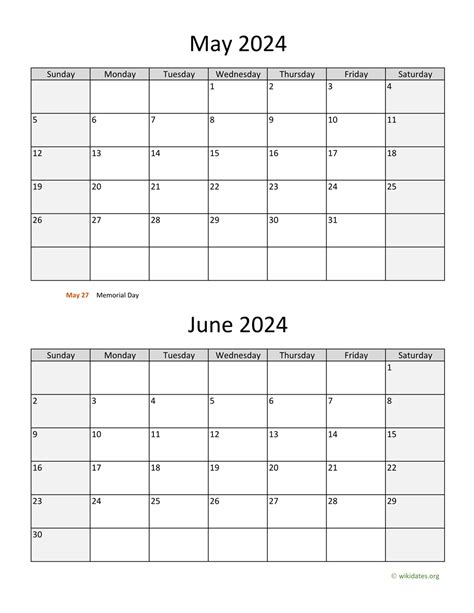 Description of May and June Calendar