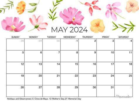 May Calendar Dates