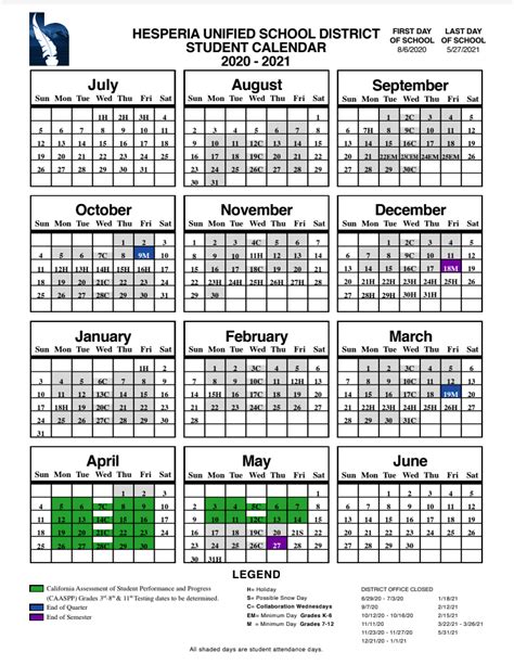 Menifee USD Calendar