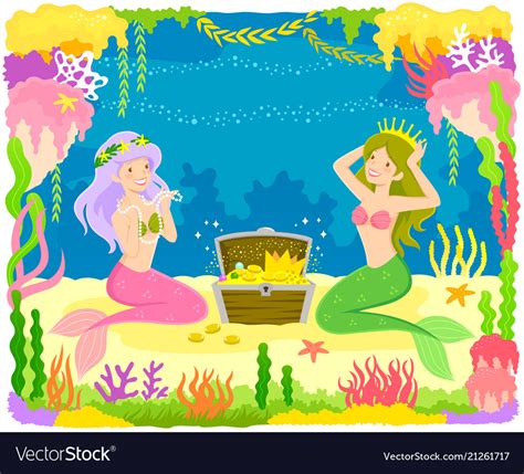 Mermaid Treasure Coloring Page