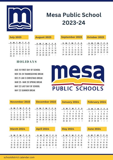 Mesa Public Schools Calendar Overview