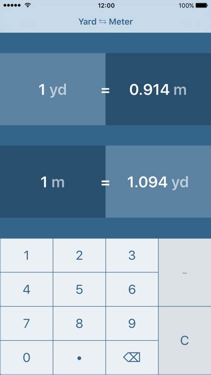 Meter yard conversion app example