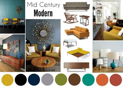 Mid century color palette interior design