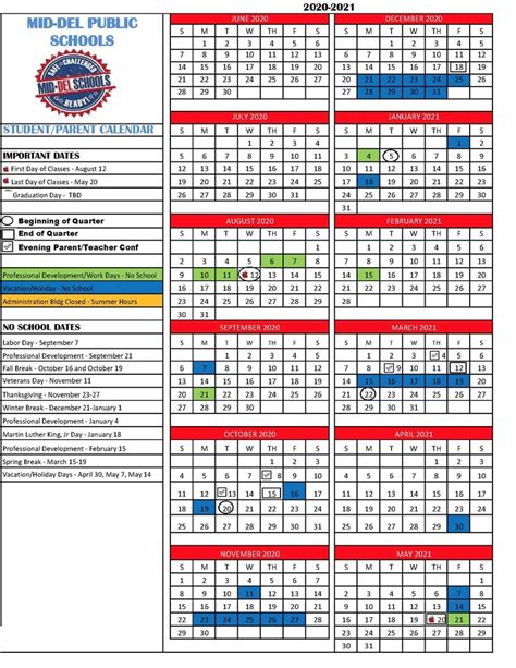 Midwest school calendars overview