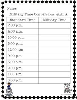 Military Time Conversion Practice