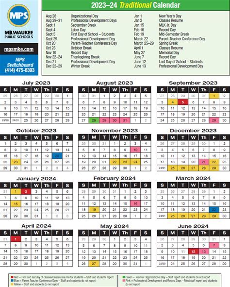 Milwaukee Schools Calendar Overview