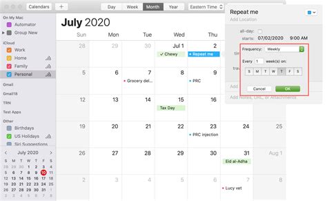 Mini Mac Calendar Recurring Events