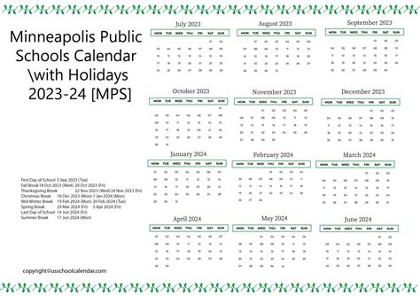 Minneapolis Public Schools Calendar Events