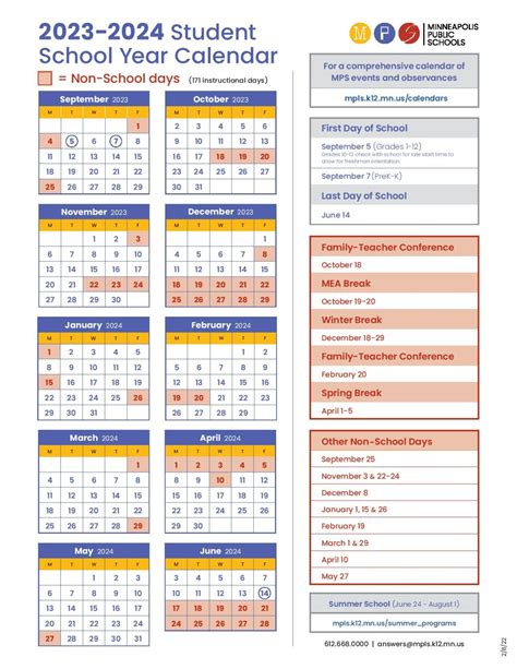 Minneapolis Public Schools Calendar Image 1