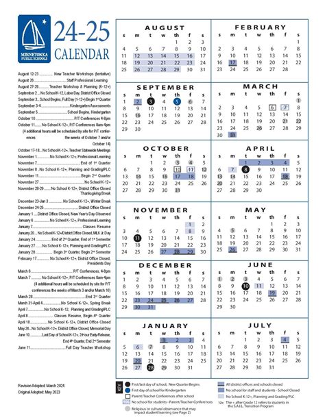 Minnetonka Schools Calendar Image 1