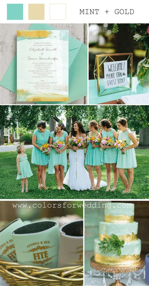 Mint green and gold color combination