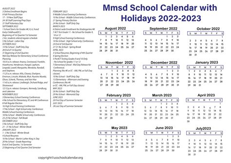 Key Features of the MMSD School Calendar