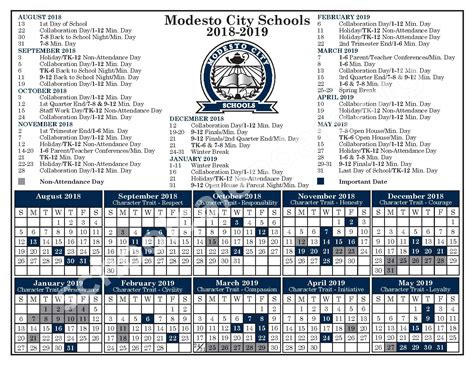 Modesto City Schools Calendar Image 1