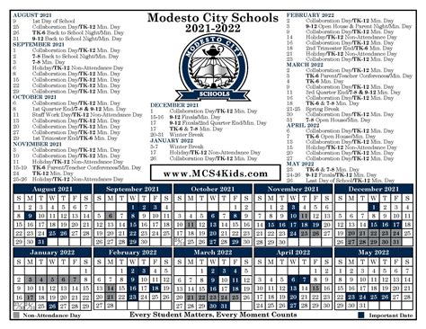 Using the Modesto City Schools Calendar