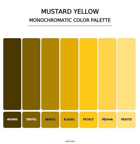 Monochromatic Mustard Yellow Color Palette