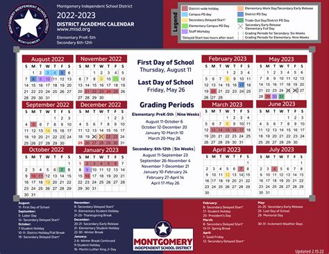 Montgomery ISD Calendar Dates