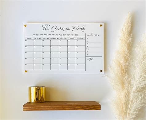 Monthly acrylic wall calendars