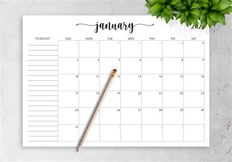 Monthly calendar printable with to-do list