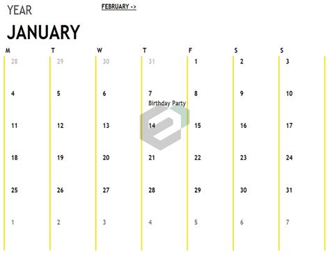 Monthly Calendars Features