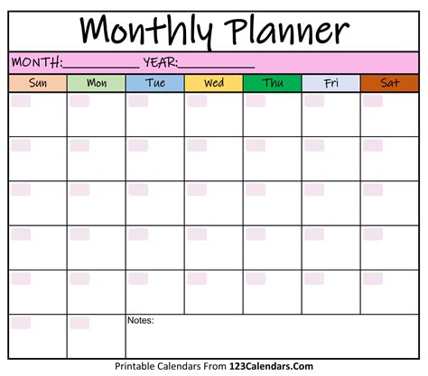 Description of Monthly Planner Template