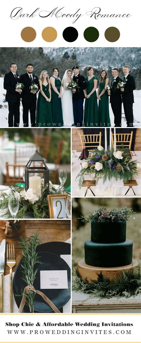 Moody and dramatic wedding palette with navy and emerald green hues