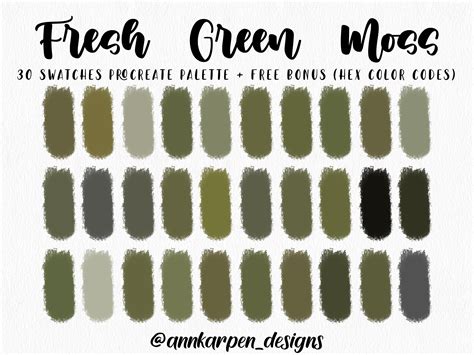 Moss green color palette