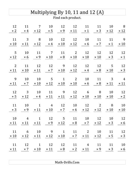 Multiplication Worksheets with Answers