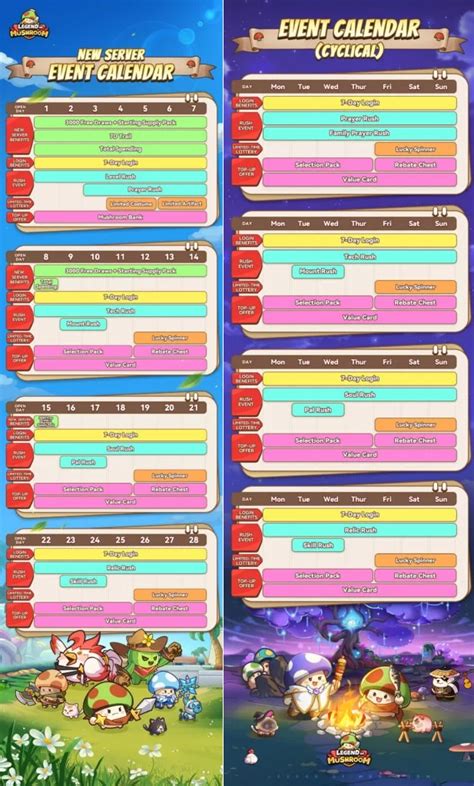 Mushroom Legend Event Calendar Updates