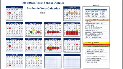 MVHS School Calendar Components