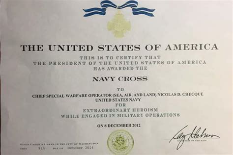 Navy Cross Citation, American Naval Officer